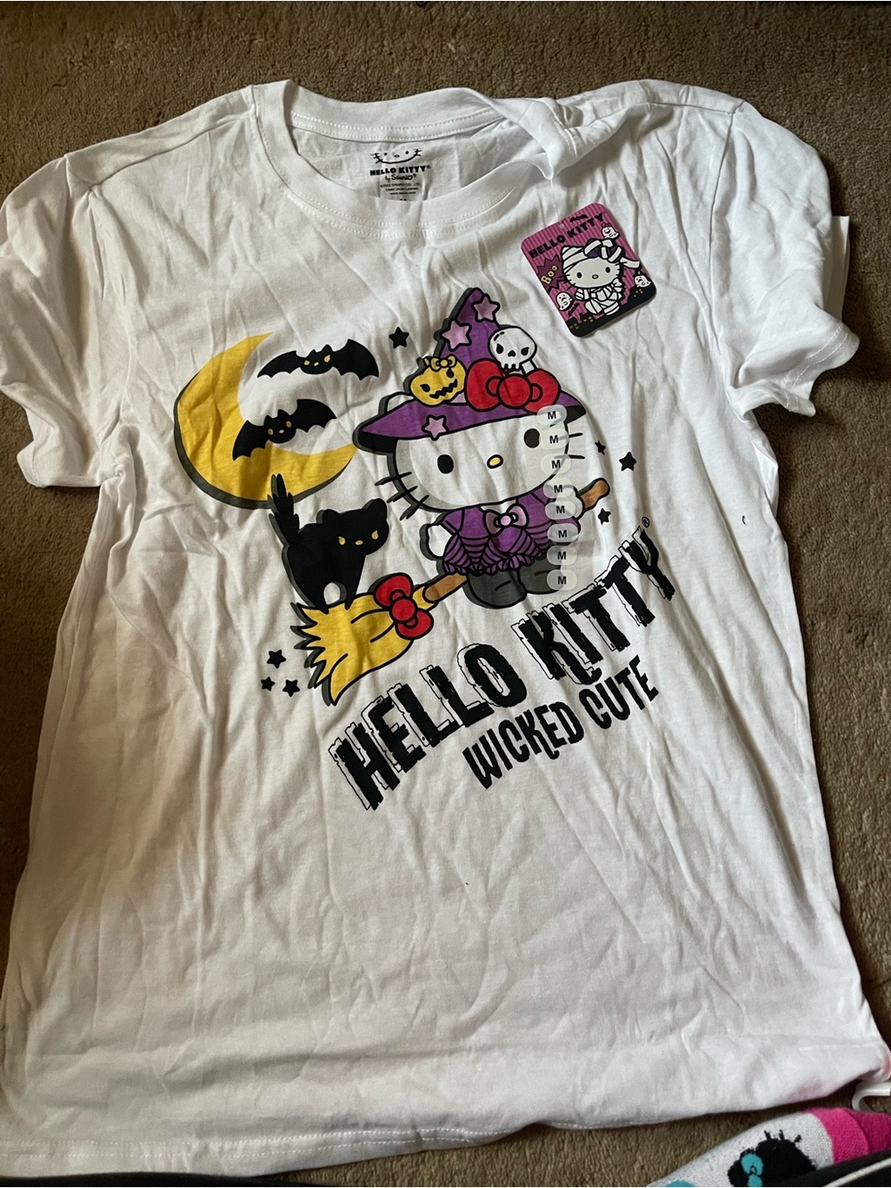 Hello Kitty White Tee with Purple Witch Graphic